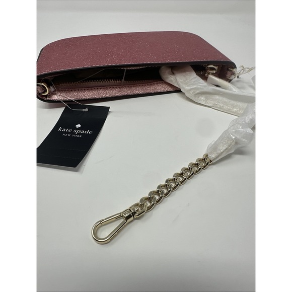 NWT Kate Spade New York Glimmer Glitter Pochette Bag In Mitten Pink MSRP $249